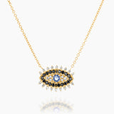 Rose Gold Boho Eye pendants with Sapphire and Diamonds