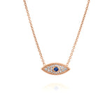 White gold Eye pendant with Sapphire and diamonds