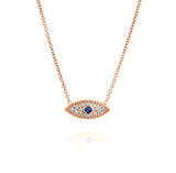 Yellow Gold Eye pendant with Sapphire and diamonds