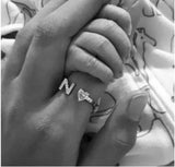 White Gold & Diamond Ring Feat. A Letter - by DANA ARISH