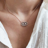 Rose Gold Boho Eye pendants with Sapphire and Diamonds
