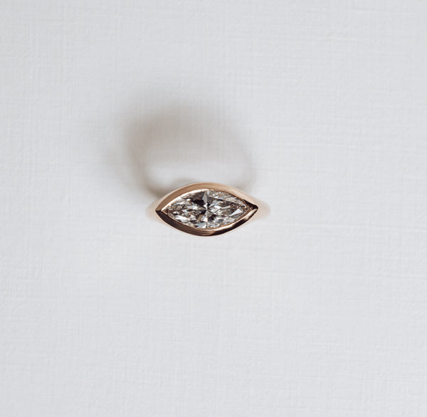 The marquise diamond Signet Ring White Gold