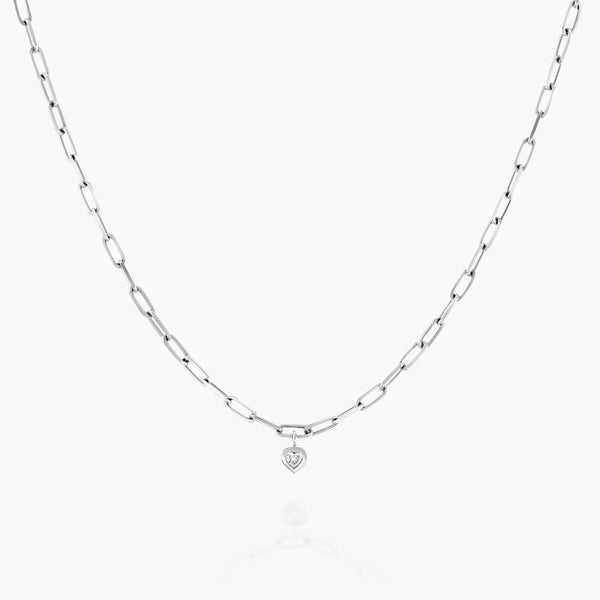 The Chain with mini heart - White Gold