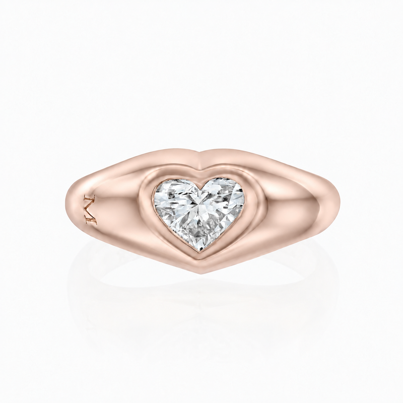 The Heart Signet Ring - Rose Gold