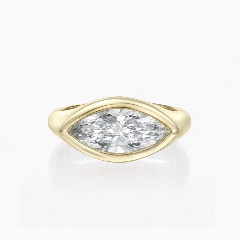 The marquise diamond Signet Ring Yellow Gold