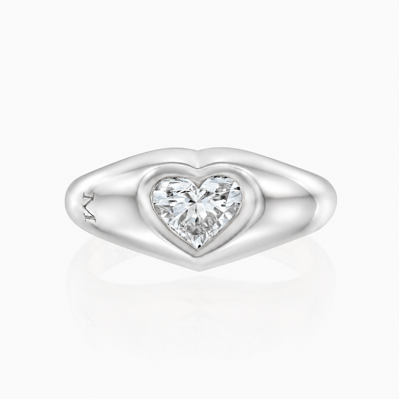 The Heart Signet Ring - White Gold