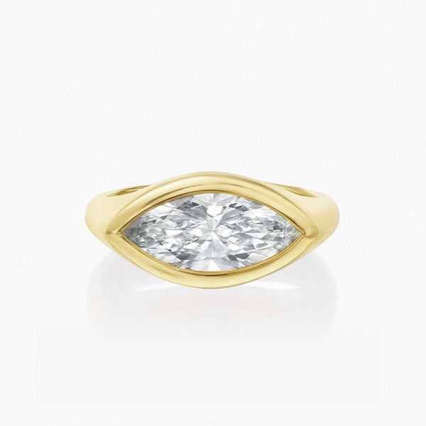 The marquise diamond Signet Ring Yellow Gold