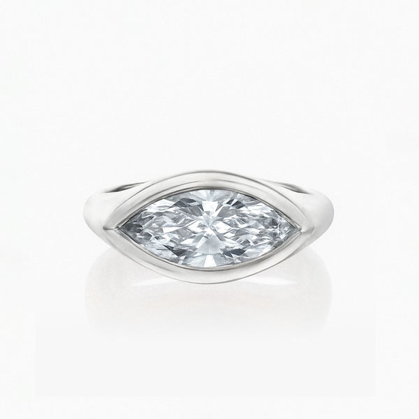The marquise diamond Signet Ring White Gold