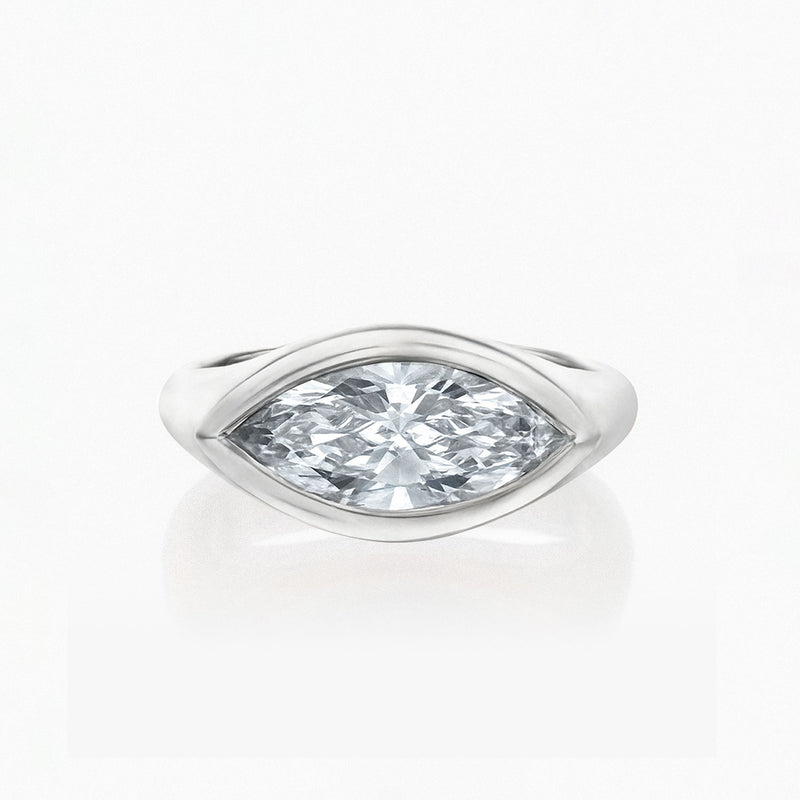 The marquise diamond Signet Ring White Gold
