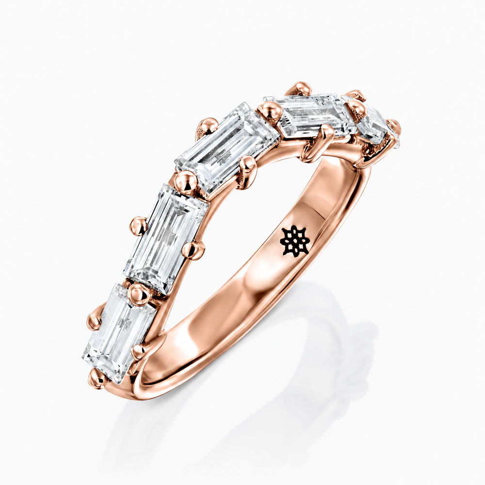 MATCH Baguette Ring - Rose Gold - angled view