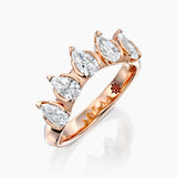 MATCH Drops Ring in rose gold with five pear-shaped diamonds, angled view