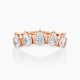 MATCH Drops Ring in rose gold with five pear-shaped diamonds, front view