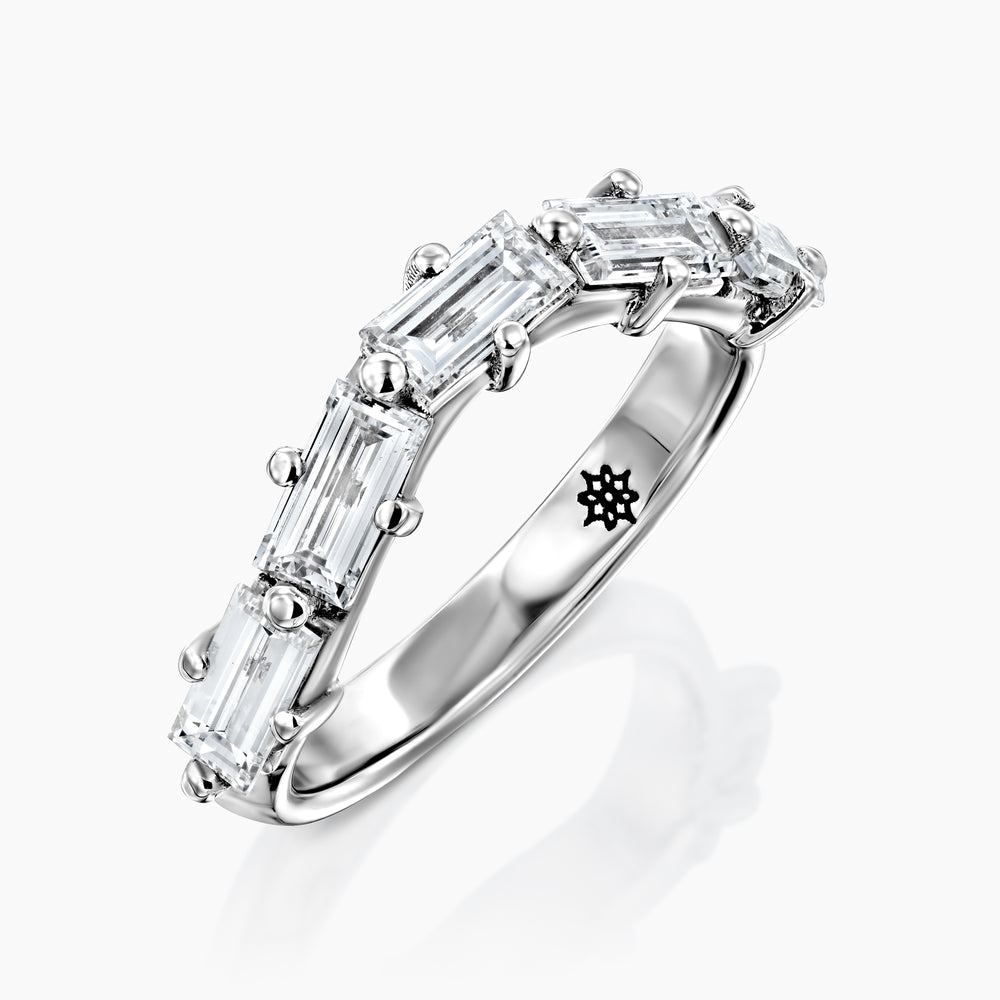 MATCH Baguette Ring with five diamonds, angled view