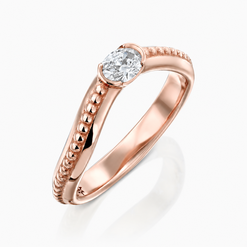 MATCH Oval Ring - Rose Gold - angled view