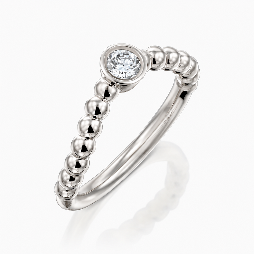 MATCH Round Ring - White Gold - angled view