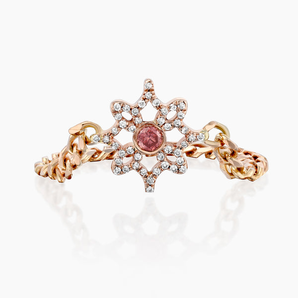 mini LOGO chain Ring pink diamond