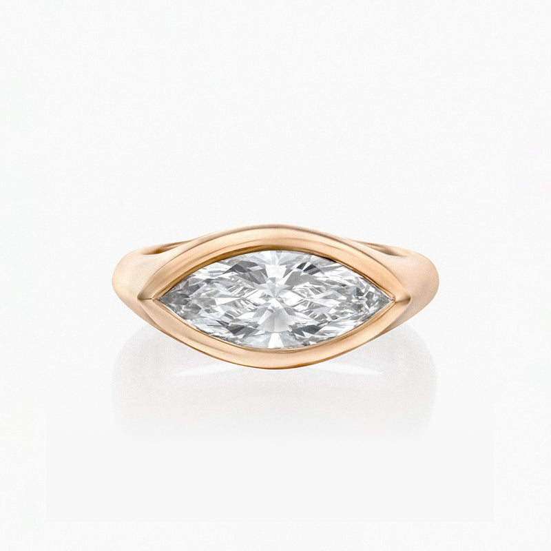 The marquise diamond Signet Ring Rose Gold