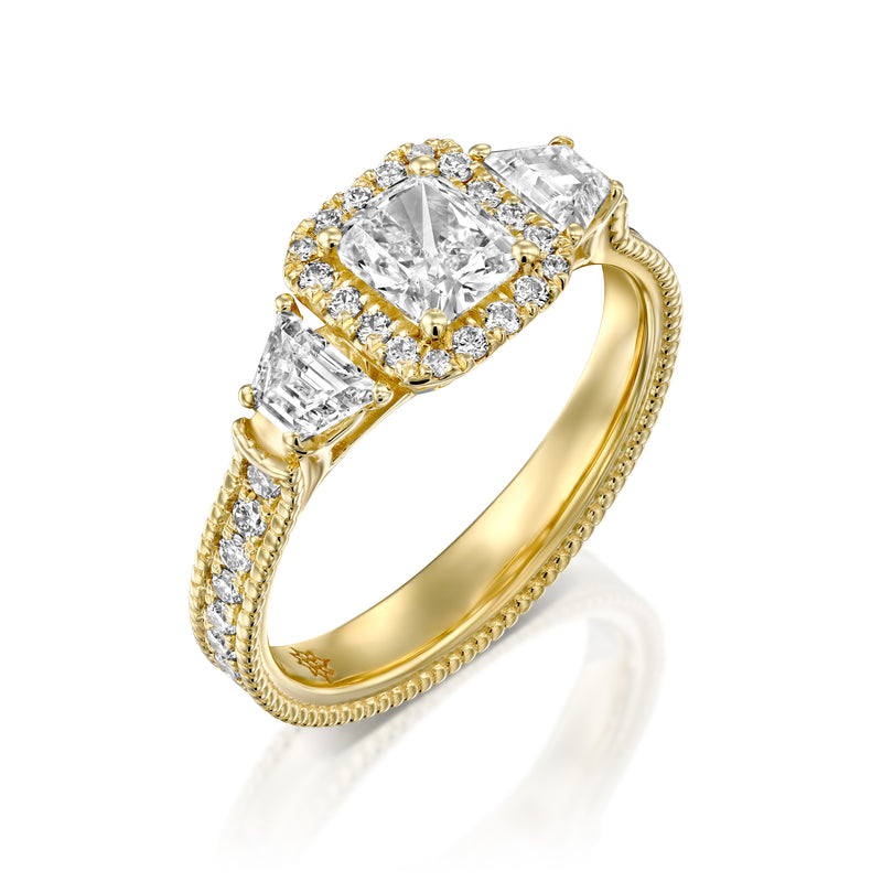 Fantasy Hola Ring - Heart shape Diamond & Yellow Gold Engagement Ring