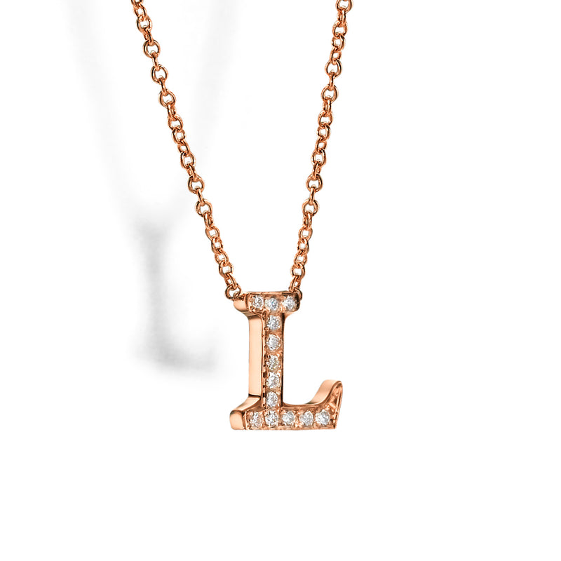 Alphabet Charm, Fine Necklace, Gold & Diamond, Dainty Chain by DANA ARISH