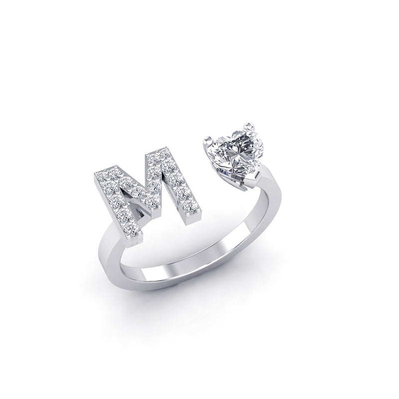 White Gold & Diamonds Ring, A uniqu Diamonds letter Ring, by DANA ARISH
