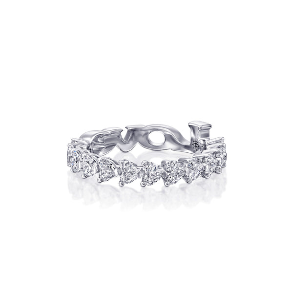 White Gold Ring, 1/2 circle of heart shape Diamonds,  LOVE at the bottom Ring - DANA ARISH