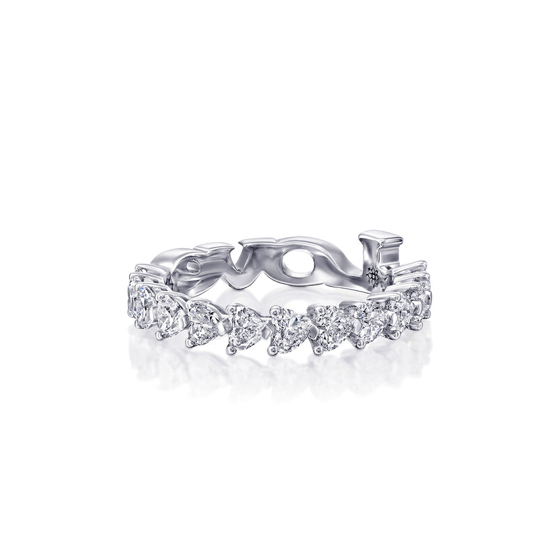 White Gold Ring, 1/2 circle of heart shape Diamonds,  LOVE at the bottom Ring - DANA ARISH