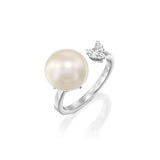 Pearl & Heart Ring - 14k White Gold ,Heart Shape Diamond Ring by DANA ARISH