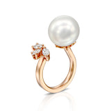  Pure Ocean Ring - 14k Rose Gold Ring, 13 mm South Sea Pearl & Marquise shape Diamonds total carat 0.95, Ring by DANA ARISH 
