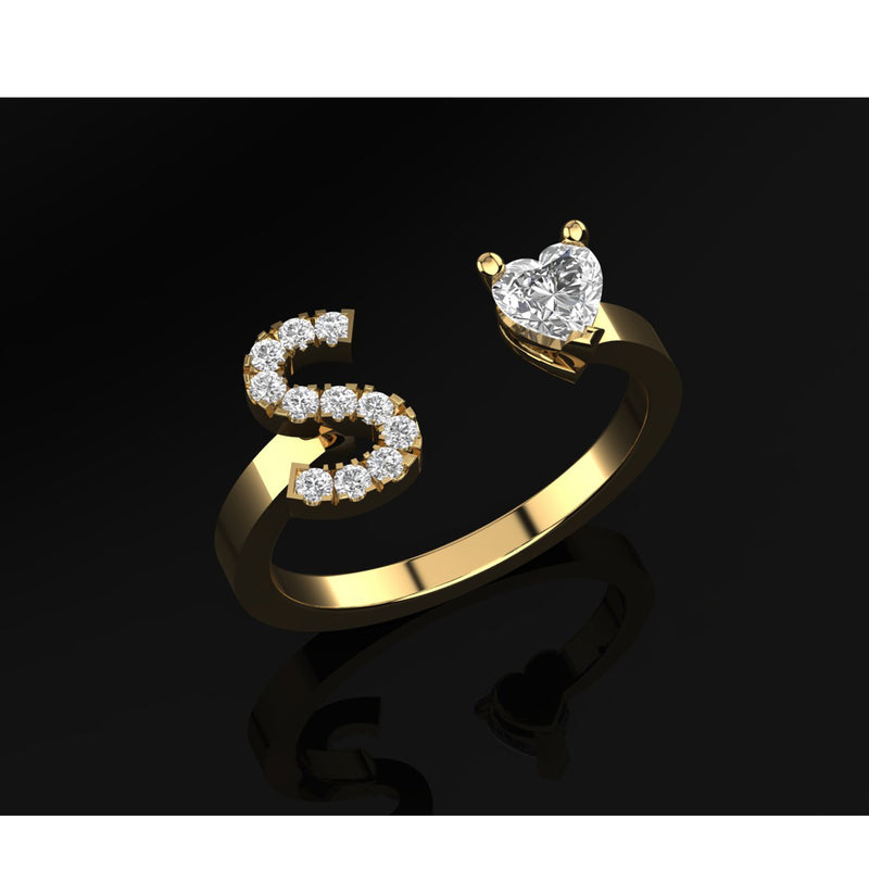 Letter Ring, Yellow Gold & Diamond Ring by DANA ARISH