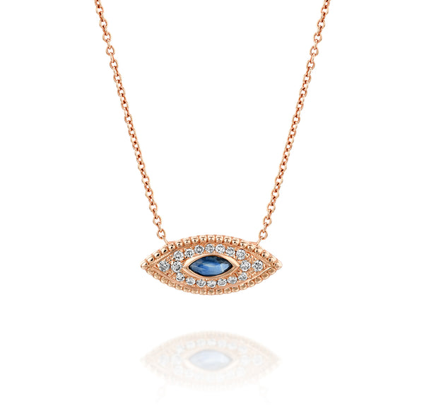 The Marquise Eye - Rose Gold, Sapphire & Diamonds Necklace - DANA ARISH