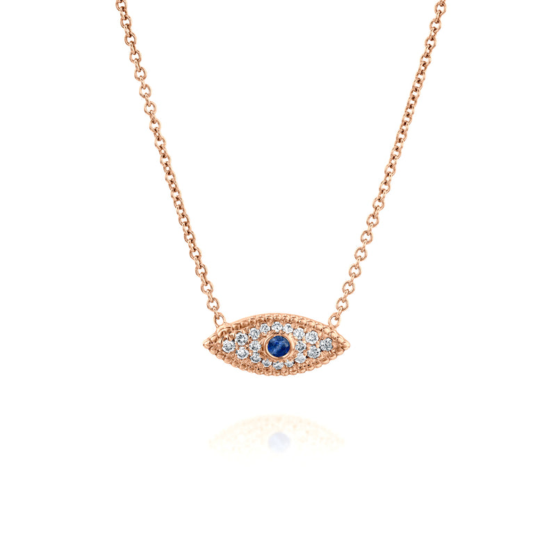 Eye See You Necklace - Rose Gold, Sapphire & Diamonds | DANA ARISH