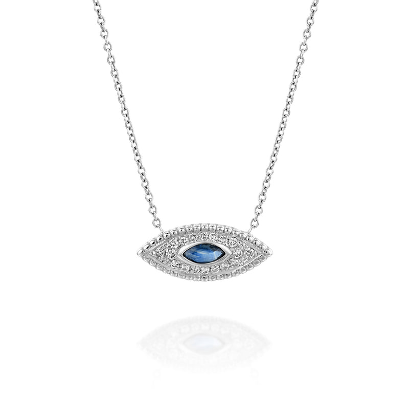 The Marquise Eye - White Gold, Sapphire & Diamonds Necklace