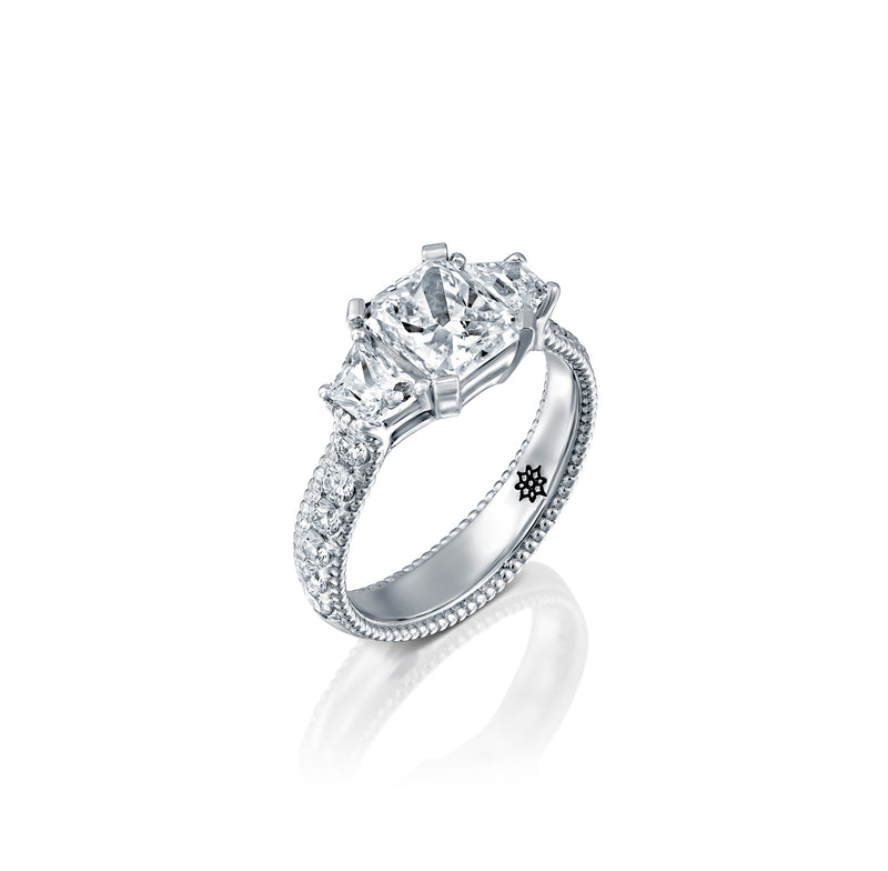 Fantasy Engagement Ring, Diamond Heart shape, Gold White Engagement Ring - by DANA ARISH