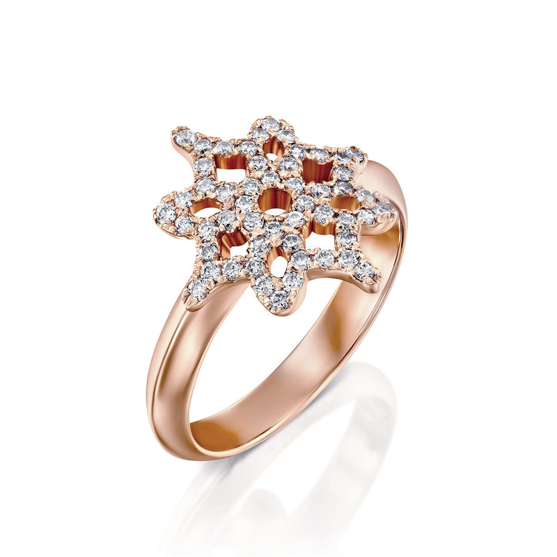ARISH Logo Ring in Rose Gold and Round Brlliant Diamond Ring, DANA ARISH Jewelry