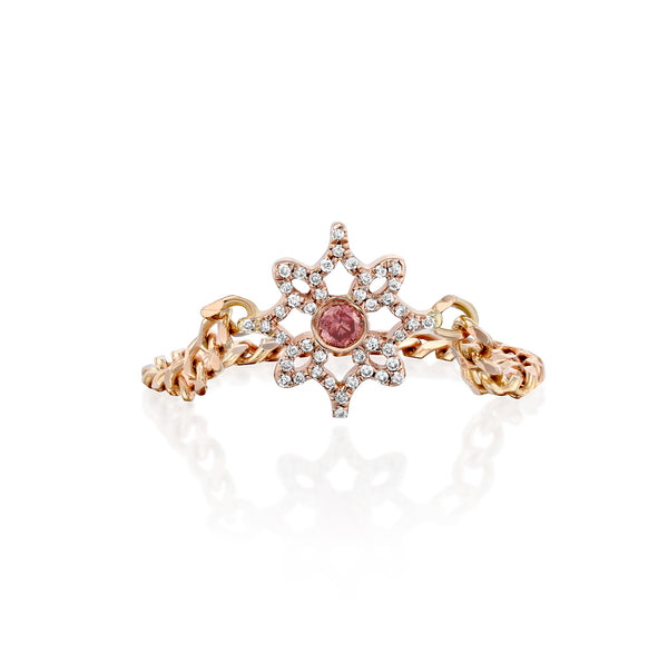 mini LOGO chain Ring pink diamond
