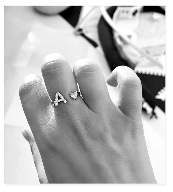 Letter Ring, White Gold & Diamond Ring by DANA ARISH
