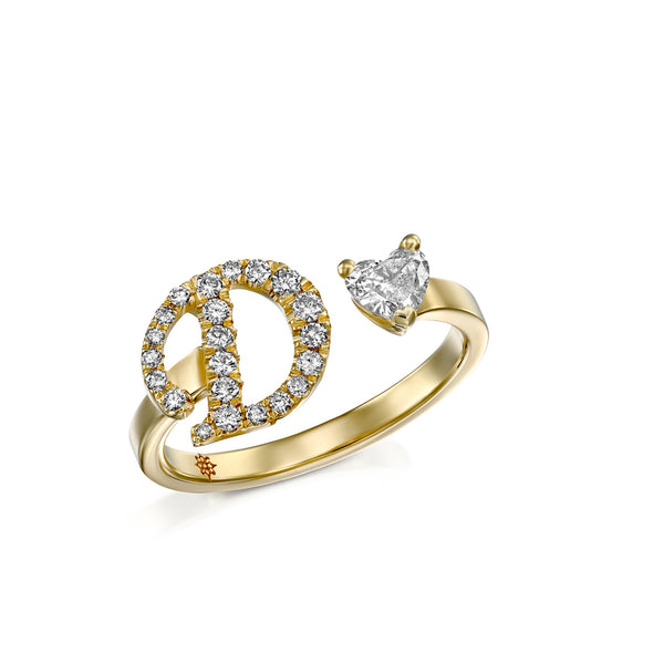 Yellow Gold & Diamonds Ring, A uniqu Diamonds letter Ring, by DANA ARISH