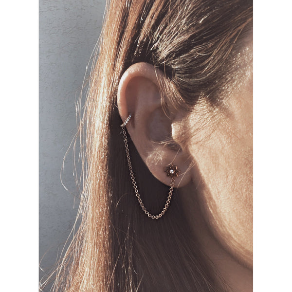 ARISH LOGO Ear Chain with Rose Gold & Diamonds Earrings by DANA ARISH