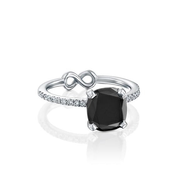 Black Lily Engagement Ring, Black Diamond Ring by DANA ARISH
