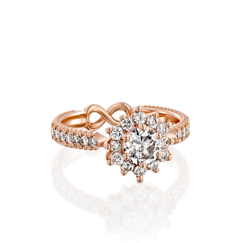 White Swan Engegmant Ring, Rose Gold & Diamond Engegmant Ring by DANA ARISH
