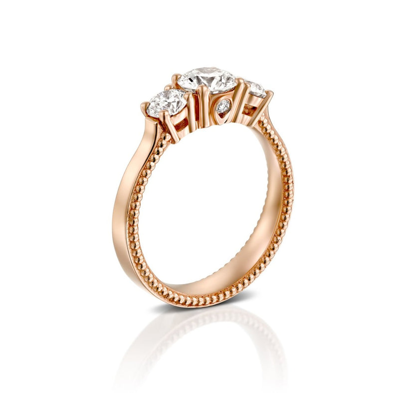 Winter 3 Stone Engegmant Ring, Luxurious Diamond & Rose Gold Engegmant Ring, DANA ARISH